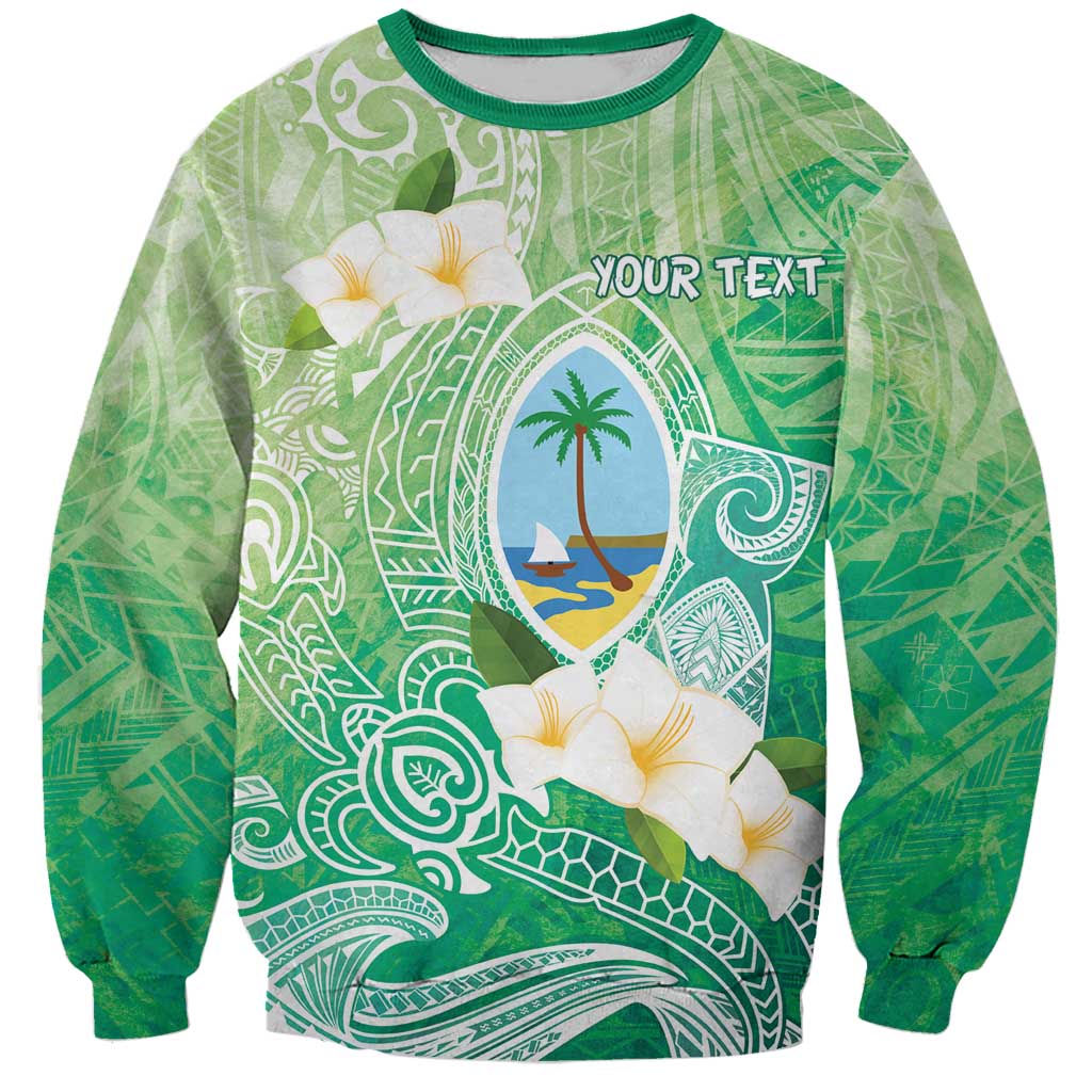 Hafa Adai Guam Chamorro Personalized Sweatshirt Summer Green Latte Stone with Guasali LT7 Unisex Summer Green - Polynesian Pride