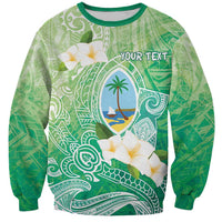 Hafa Adai Guam Chamorro Personalized Sweatshirt Summer Green Latte Stone with Guasali LT7 Unisex Summer Green - Polynesian Pride