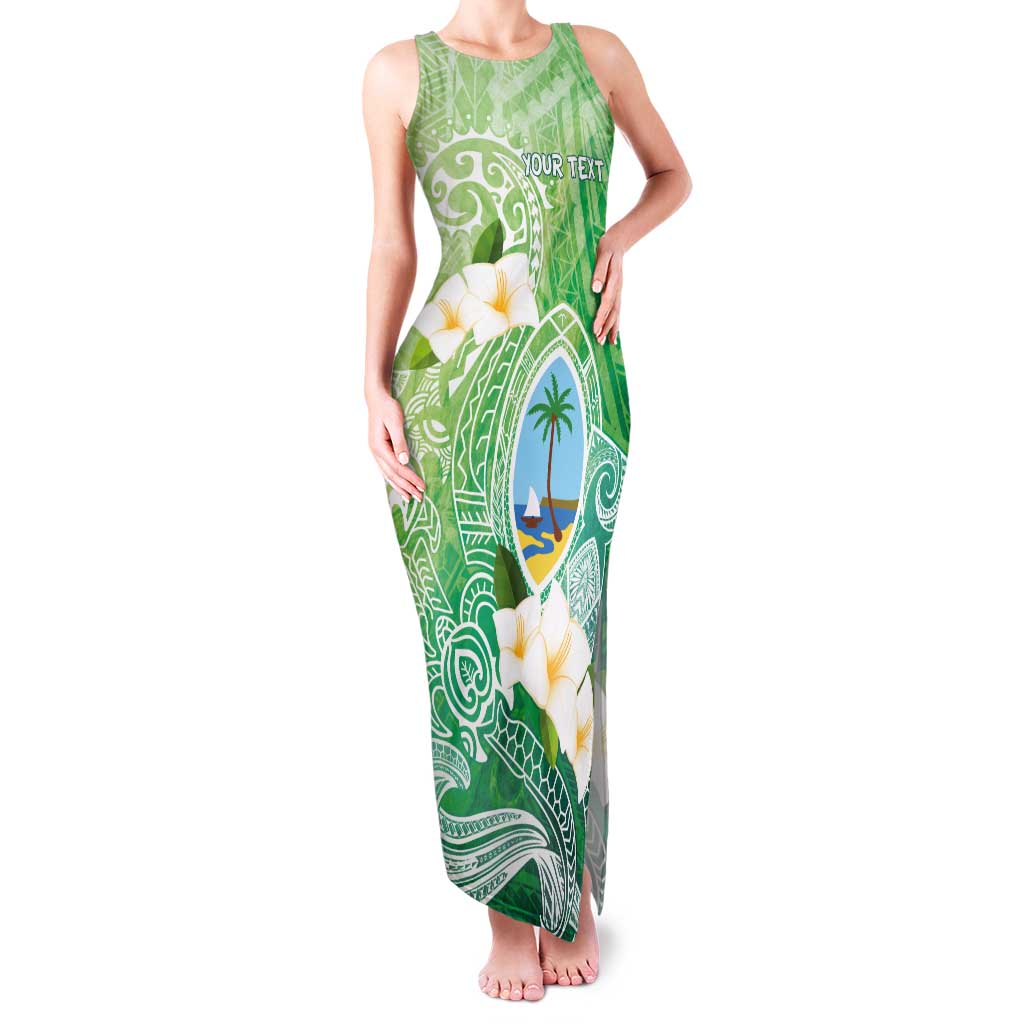 Hafa Adai Guam Chamorro Personalized Tank Maxi Dress Summer Green Latte Stone with Guasali LT7 Women Summer Green - Polynesian Pride