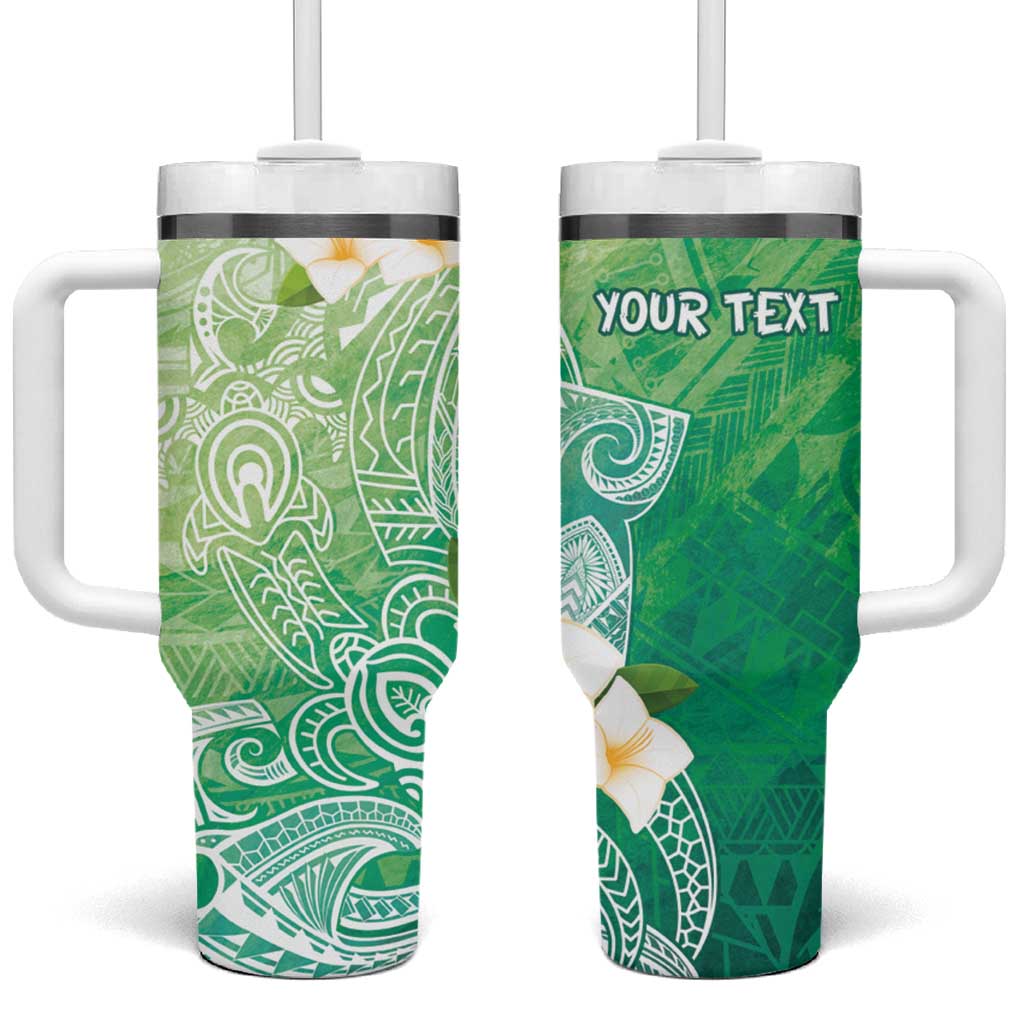 Hafa Adai Guam Chamorro Personalized Tumbler With Handle Summer Green Latte Stone with Guasali LT7 One Size: 40 oz Summer Green - Polynesian Pride