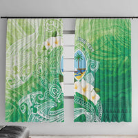Hafa Adai Guam Chamorro Personalized Window Curtain Summer Green Latte Stone with Guasali LT7 With Hooks Summer Green - Polynesian Pride