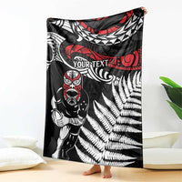 New Zealand Maori Rugby Personalised Blanket Ta Moko Silver Fern LT7 - Polynesian Pride