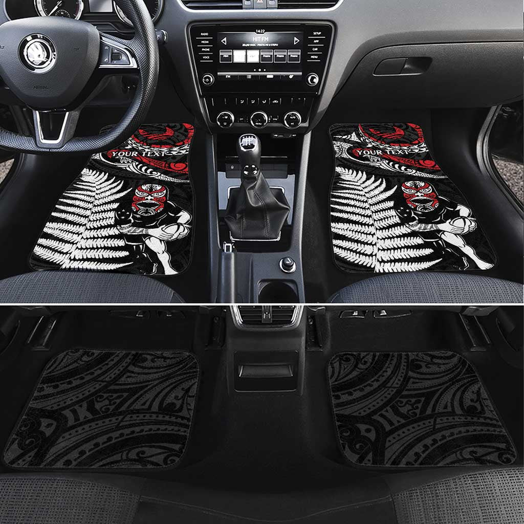 New Zealand Maori Rugby Personalised Car Mats Ta Moko Silver Fern