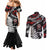 New Zealand Maori Rugby Personalised Couples Matching Mermaid Dress and Long Sleeve Button Shirt Ta Moko Silver Fern