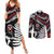 New Zealand Maori Rugby Personalised Couples Matching Summer Maxi Dress and Long Sleeve Button Shirt Ta Moko Silver Fern