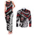 New Zealand Maori Rugby Personalised Couples Matching Tank Maxi Dress and Long Sleeve Button Shirt Ta Moko Silver Fern