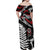 New Zealand Maori Rugby Personalised Family Matching Off Shoulder Maxi Dress and Hawaiian Shirt Ta Moko Silver Fern