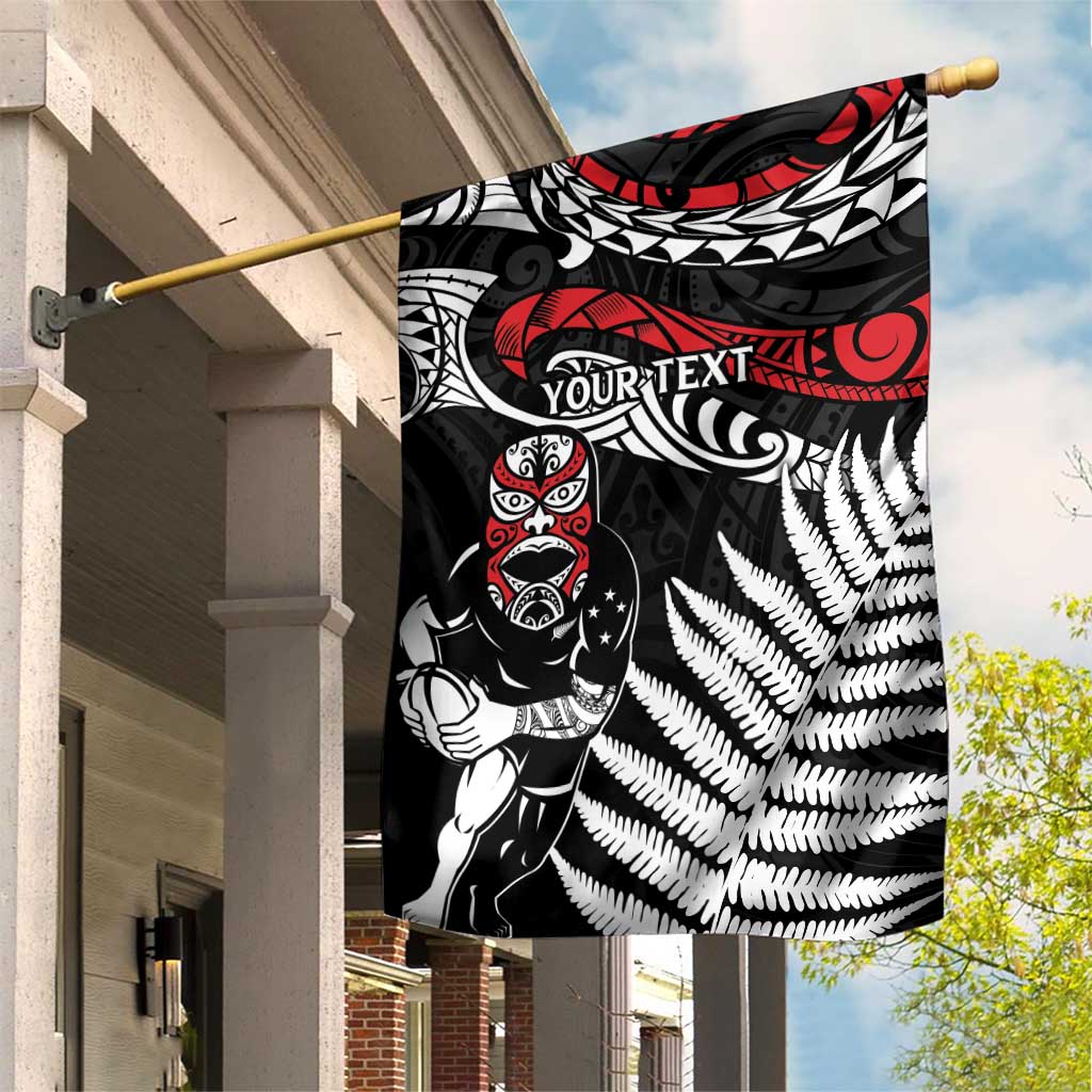 New Zealand Maori Rugby Personalised Garden Flag Ta Moko Silver Fern