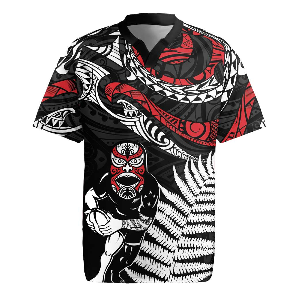New Zealand Maori Rugby Personalised Rugby Jersey Ta Moko Silver Fern LT7 Black - Polynesian Pride