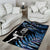 New Zealand Maori Rugby Personalised Area Rug Ta Moko Silver Fern - Paua Blue