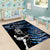 New Zealand Maori Rugby Personalised Area Rug Ta Moko Silver Fern - Paua Blue