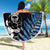 New Zealand Maori Rugby Personalised Beach Blanket Ta Moko Silver Fern - Paua Blue