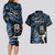 New Zealand Maori Rugby Personalised Couples Matching Long Sleeve Bodycon Dress and Hawaiian Shirt Ta Moko Silver Fern - Paua Blue