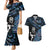 New Zealand Maori Rugby Personalised Couples Matching Mermaid Dress and Hawaiian Shirt Ta Moko Silver Fern - Paua Blue