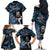 New Zealand Maori Rugby Personalised Family Matching Off The Shoulder Long Sleeve Dress and Hawaiian Shirt Ta Moko Silver Fern - Paua Blue