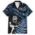 New Zealand Maori Rugby Personalised Family Matching Off Shoulder Maxi Dress and Hawaiian Shirt Ta Moko Silver Fern - Paua Blue