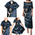 New Zealand Maori Rugby Personalised Family Matching Puletasi and Hawaiian Shirt Ta Moko Silver Fern - Paua Blue