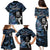 New Zealand Maori Rugby Personalised Family Matching Puletasi and Hawaiian Shirt Ta Moko Silver Fern - Paua Blue