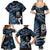 New Zealand Maori Rugby Personalised Family Matching Summer Maxi Dress and Hawaiian Shirt Ta Moko Silver Fern - Paua Blue