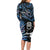 New Zealand Maori Rugby Personalised Long Sleeve Bodycon Dress Ta Moko Silver Fern - Paua Blue