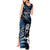 New Zealand Maori Rugby Personalised Tank Maxi Dress Ta Moko Silver Fern - Paua Blue