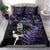 New Zealand Maori Rugby Personalised Bedding Set Ta Moko Silver Fern - Paua Purple