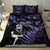 New Zealand Maori Rugby Personalised Bedding Set Ta Moko Silver Fern - Paua Purple