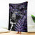 New Zealand Maori Rugby Personalised Blanket Ta Moko Silver Fern - Paua Purple