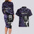 New Zealand Maori Rugby Personalised Couples Matching Long Sleeve Bodycon Dress and Hawaiian Shirt Ta Moko Silver Fern - Paua Purple