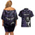 New Zealand Maori Rugby Personalised Couples Matching Off Shoulder Short Dress and Hawaiian Shirt Ta Moko Silver Fern - Paua Purple