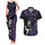 New Zealand Maori Rugby Personalised Couples Matching Tank Maxi Dress and Hawaiian Shirt Ta Moko Silver Fern - Paua Purple