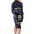 New Zealand Maori Rugby Personalised Family Matching Long Sleeve Bodycon Dress and Hawaiian Shirt Ta Moko Silver Fern - Paua Purple