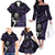 New Zealand Maori Rugby Personalised Family Matching Off The Shoulder Long Sleeve Dress and Hawaiian Shirt Ta Moko Silver Fern - Paua Purple