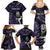 New Zealand Maori Rugby Personalised Family Matching Summer Maxi Dress and Hawaiian Shirt Ta Moko Silver Fern - Paua Purple