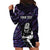 New Zealand Maori Rugby Personalised Hoodie Dress Ta Moko Silver Fern - Paua Purple