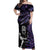 New Zealand Maori Rugby Personalised Off Shoulder Maxi Dress Ta Moko Silver Fern - Paua Purple