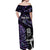 New Zealand Maori Rugby Personalised Off Shoulder Maxi Dress Ta Moko Silver Fern - Paua Purple