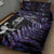 New Zealand Maori Rugby Personalised Quilt Bed Set Ta Moko Silver Fern - Paua Purple