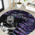 New Zealand Maori Rugby Personalised Round Carpet Ta Moko Silver Fern - Paua Purple