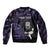 New Zealand Maori Rugby Personalised Sleeve Zip Bomber Jacket Ta Moko Silver Fern - Paua Purple