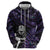 New Zealand Maori Rugby Personalised Zip Hoodie Ta Moko Silver Fern - Paua Purple