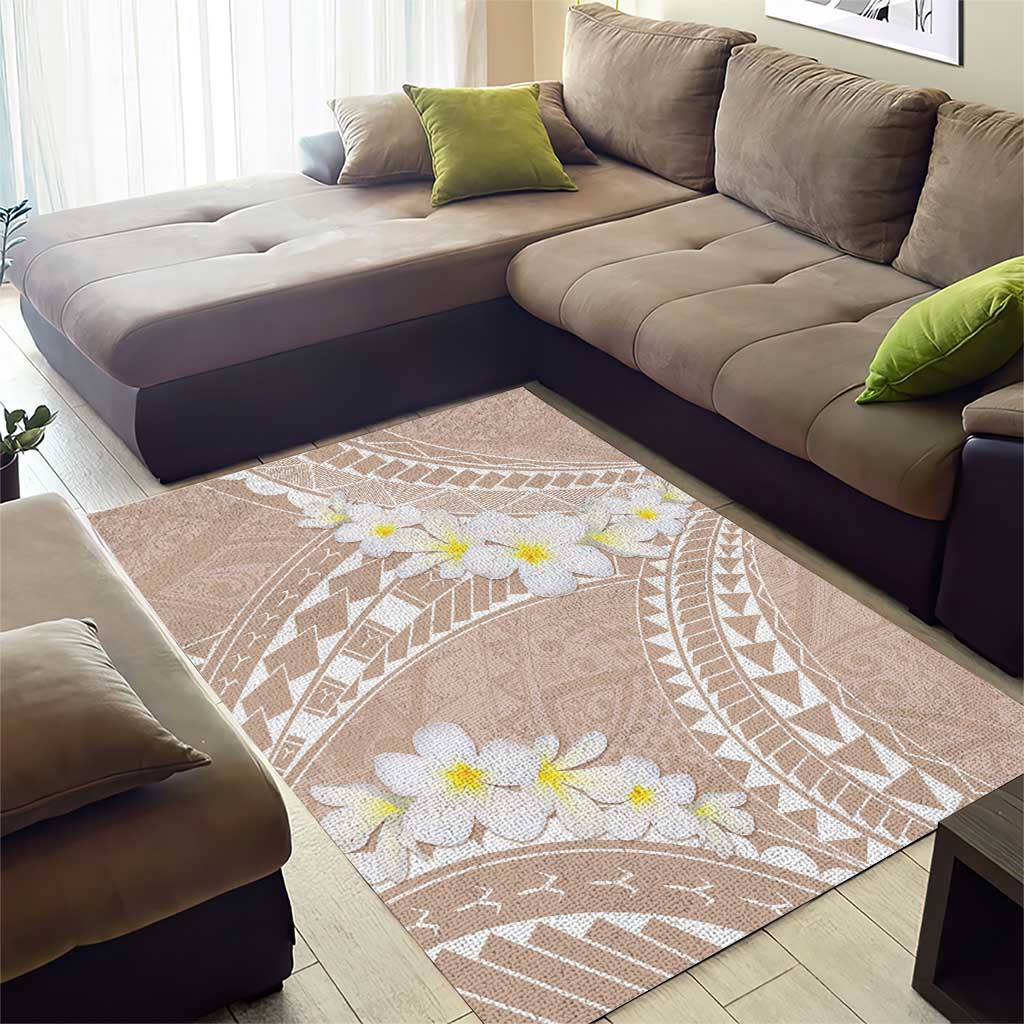 Polynesian Vintage Floral Area Rug Beige Motifs LT7 - Polynesian Pride