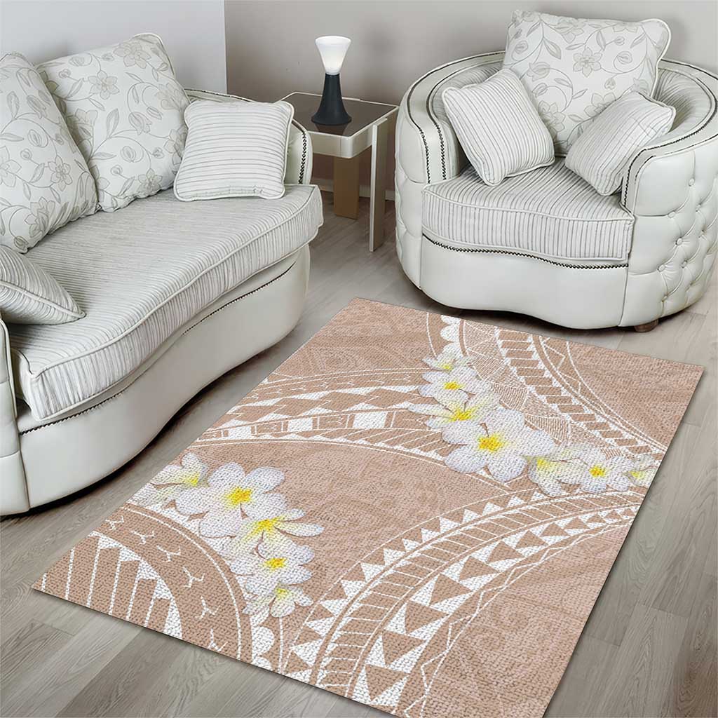 Polynesian Vintage Floral Area Rug Beige Motifs LT7 - Polynesian Pride