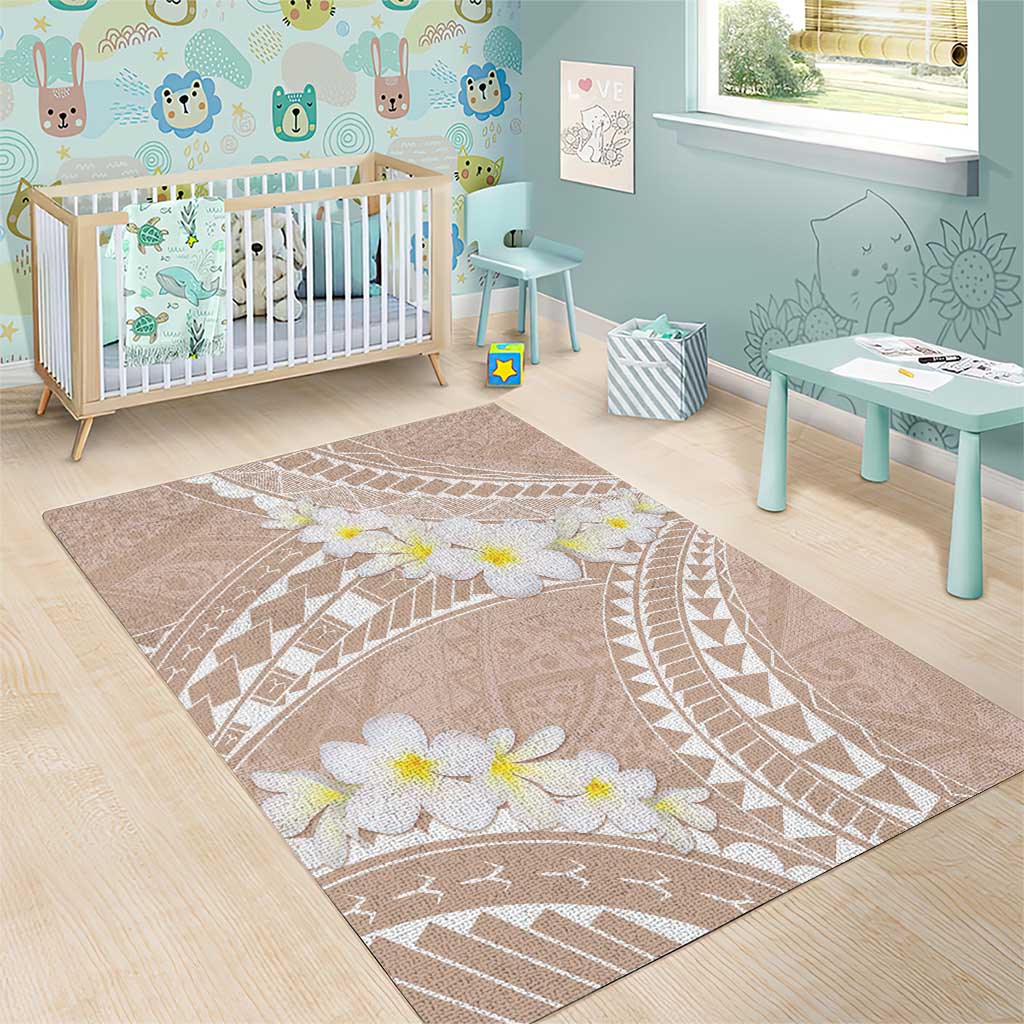Polynesian Vintage Floral Area Rug Beige Motifs LT7 - Polynesian Pride