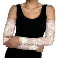 Polynesian Vintage Floral Arm Sleeves Beige Motifs LT7 - Polynesian Pride