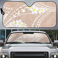 Polynesian Vintage Floral Auto Sun Shade Beige Motifs LT7 Beige - Polynesian Pride