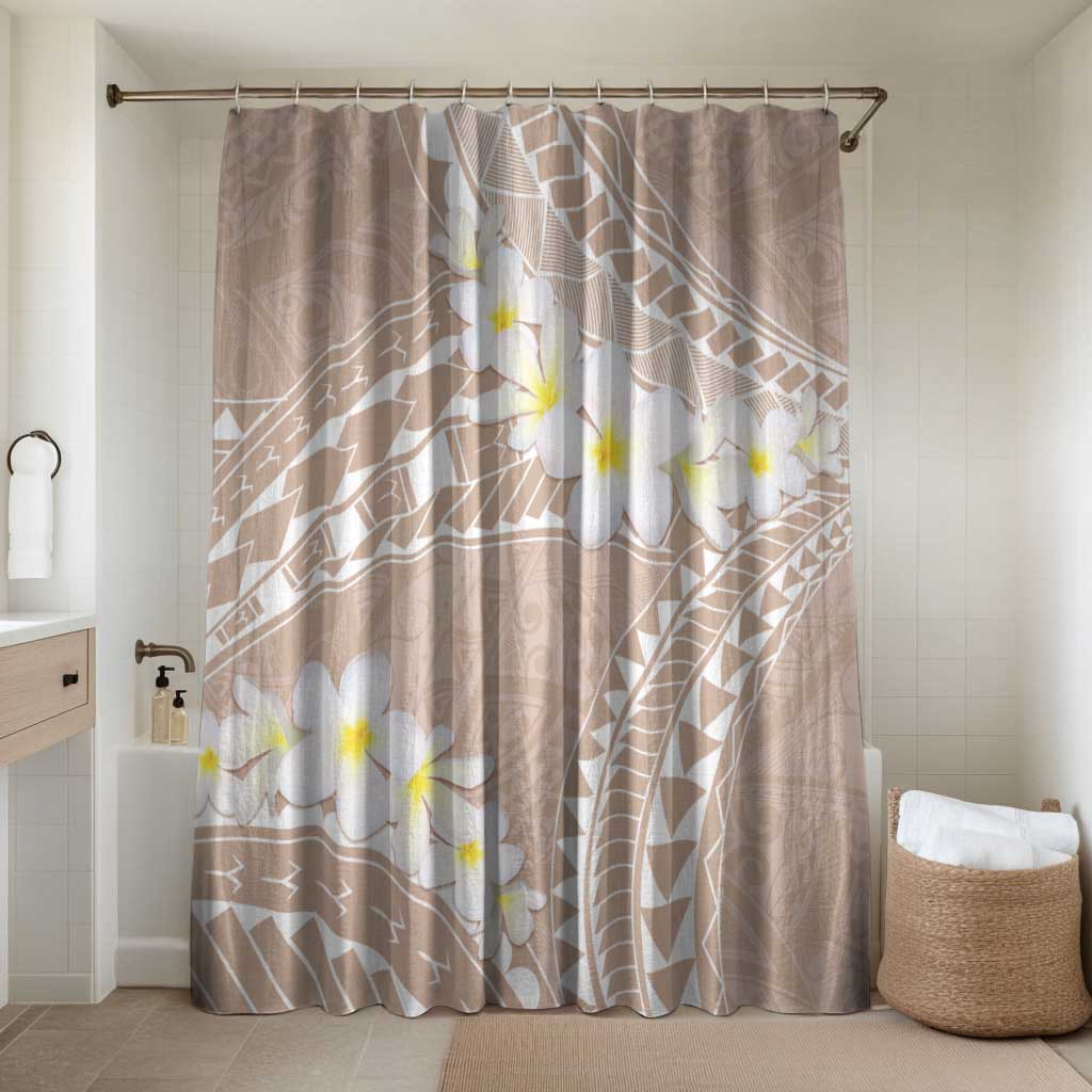 Polynesian Vintage Floral Bathroom Set Beige Motifs LT7 Shower Curtain Only Beige - Polynesian Pride