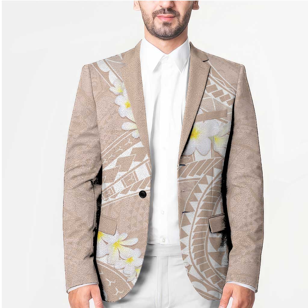 Polynesian Vintage Floral Blazer Beige Motifs LT7 - Polynesian Pride