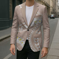Polynesian Vintage Floral Blazer Beige Motifs LT7 - Polynesian Pride