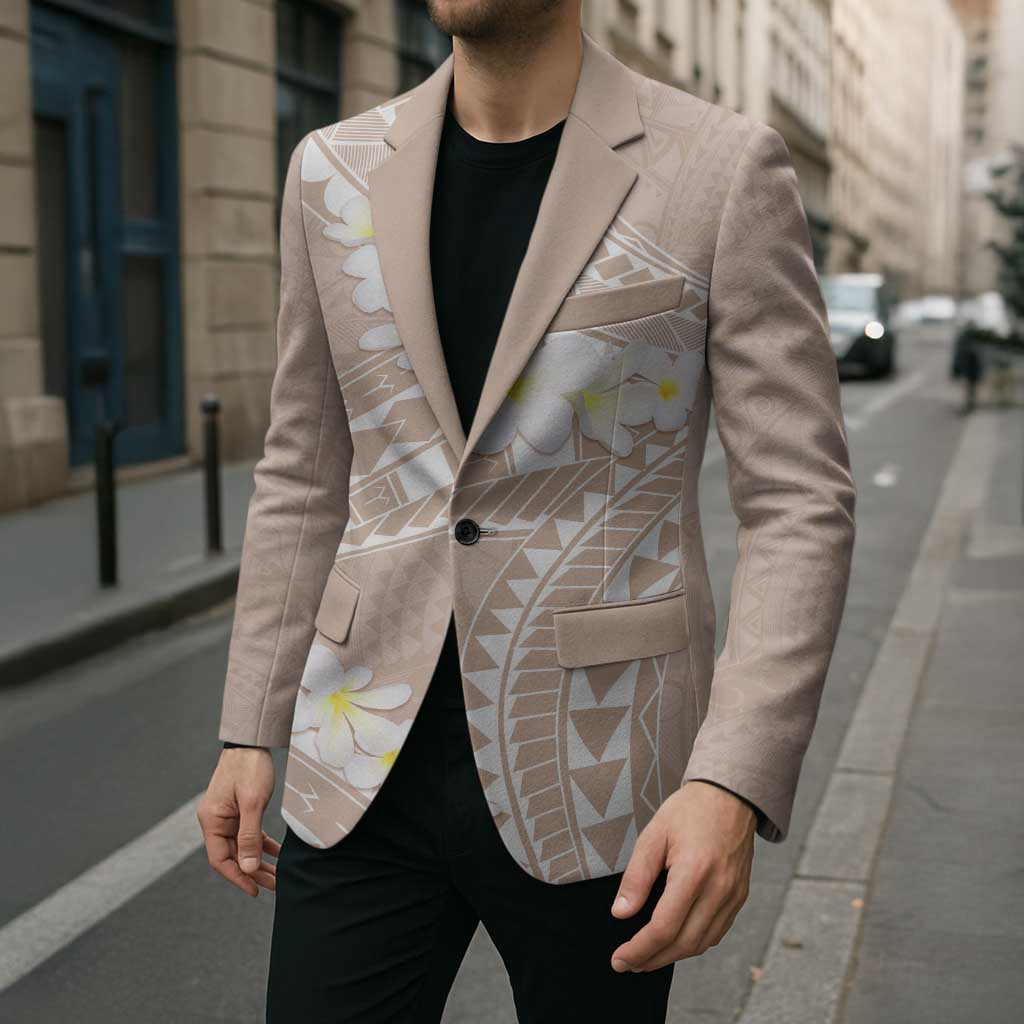 Polynesian Vintage Floral Blazer Beige Motifs LT7 - Polynesian Pride